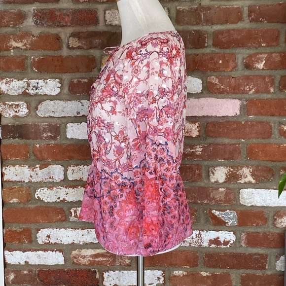 Crosby Ombré Mandala Pink Floral Sheer Top NWT Size XS - Picture 4 of 10